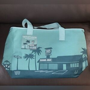 Trader Joe's NWT Reusable Insulated Large Cooler Tote in Teal Dusty Blue